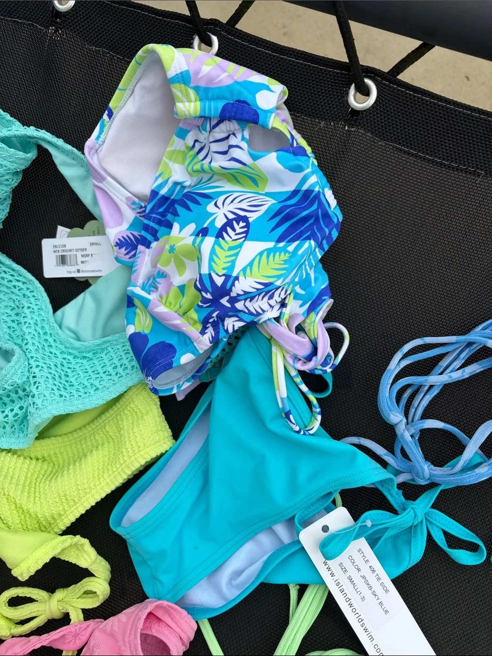 NWT lot of 5 Colorful Women's Bikini Sets and 2 extra tops (12 pieces)